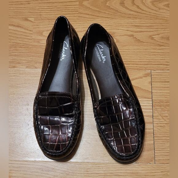 Clarks Womens Leather Crocodile/Alligator/Snakeskin Print Loafers Shoes 9.5 - Picture 2 of 8